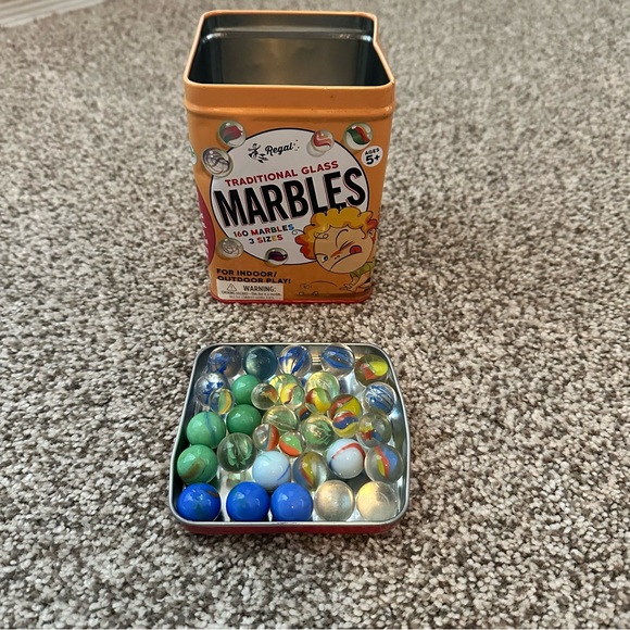 Other - Traditional Glass Marbles Lot of 35 With Tin
